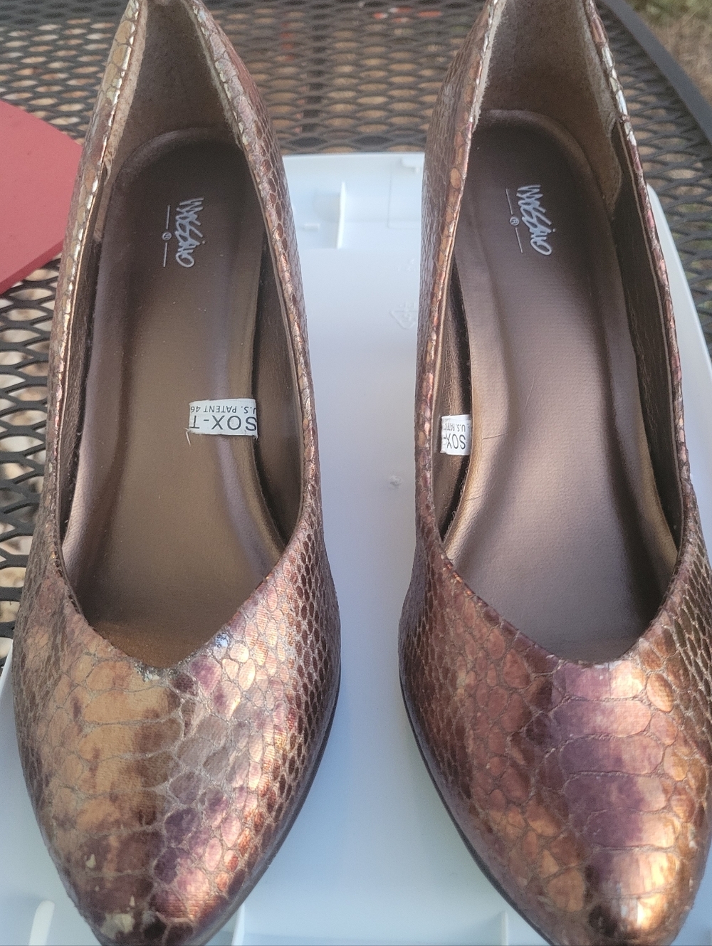 Mossimo Supply Co. Metallic Bronze Snake-Print Pointed-Toe Pumps